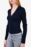 Hallogen Dark Blue Ribbed Cardigan Size S
