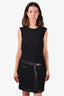 Helmut Lang Black Sleeveless Dress with Black Leather Buckle Size 2