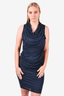 Helmut Lang Blue Draped Bodycon Dress Size S