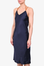 Helmut Lang Navy Blue Slip Dress w/ Orange Trim sz 0
