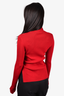 Helmut Lang Red Ribbed Sheer Accent Turtleneck Sweater Size M