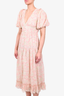 Hemant & Nandita Pink/Yellow Eyelet Detail Puff Sleeve 'Zahra' Maxi Dress Size XS