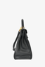Hermes 2015 Black Clemence Leather Kelly II Retourne 32 GHW w/ Strap