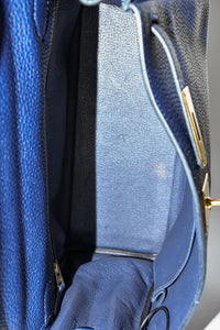 Hermes 2016 Navy Blue Clemence Leather Kelly 28 Retourne