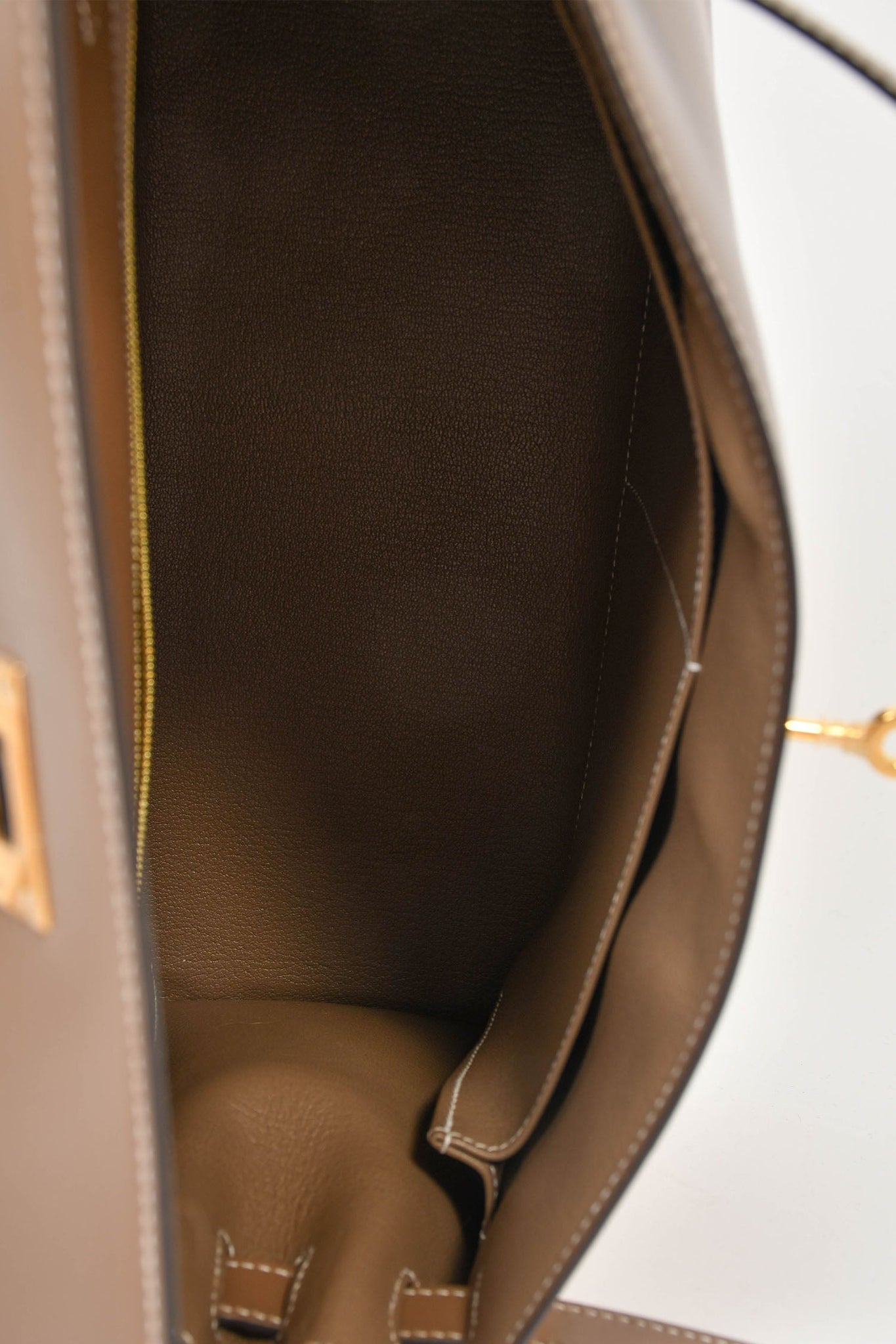 HERMES Tadelakt Leather Kelly 32 Silver Buckle Bag Brown – Brand