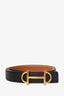 Hermès Black/Brown Leather Gamma 24MM Belt Size 75