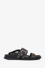 Hermes Black Leather/Canvas 'Tadao' Sandals Size 42 Mens