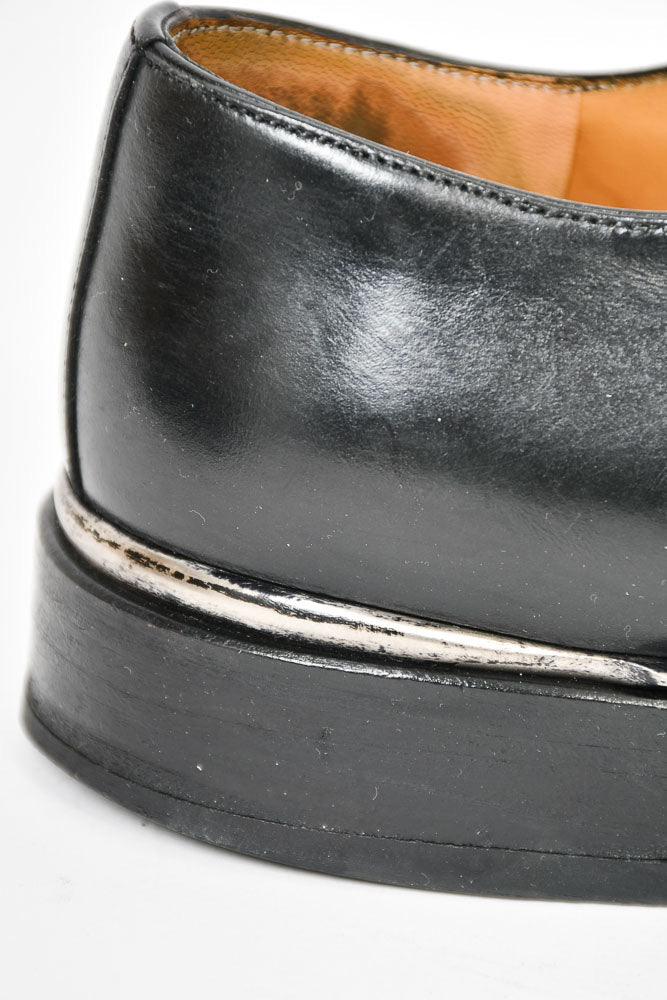 Hermes Black Leather Dress Shoes w/ Silver Hardware Detail sz 41 Mens