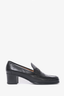 Hermes Black Leather 'H' Heeled Loafers Size 39