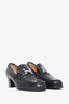 Hermes Black Leather 'H' Heeled Loafers Size 39