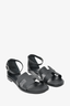 Hermes Black Leather 'Santorini' Sandals Size 35