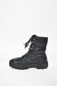 Hermes Black Nylon/Leather 'Fresh' Lace Up Ankle Boots sz 37