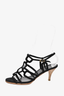 Hermes Black Suede Cut Out Heeled Sandals Size 37.5