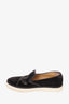 Hermes Black Suede Slip-On Sneaker With Leaf Detail Size 36.5