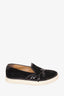 Hermes Black Suede Slip-On Sneaker With Leaf Detail Size 36.5
