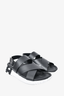 Hermes Black/White Leather 'Electric' H Sandals sz 40.5