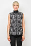 Hermes Black/Chain Printed Quilted Reversible 'Promenade du Matin' Zip-Up Vest sz 38