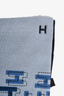 Hermes Blue Cashmere/Silk 'H' Rectangle Scarf