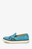 Hermes Blue Suede Slip On Sneaker with Leaf Detail Size 38
