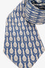 Hermes Blue/White Silk Patterned Tie Mens