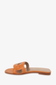 Hermès Brown Leather Aloha Flat Slides Size 35.5