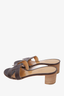 Hermes Brown Leather Oasis Heeled Sandal Size 38.5