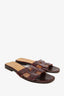 Hermes Burgundy Crocodile Leather Oran Sandals Size 38