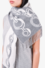 Hermès Grey Chain Printed Double Face Cashmere Fringe Scarf
