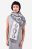 Hermès Grey Chain Printed Double Face Cashmere Fringe Scarf