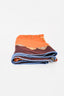 Hermes Orange/Brown Patterned Silk/Cashmere Scarf