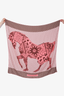 Hermes Pink/Brown Cashmere/Silk 'A Cheval Sur Mon Carre' Scarf