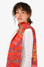Hermes Red Silk Printed Rectangle Scarf