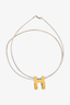Hermes Silver Toned Yellow 'H' Necklace