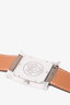 Hermes Taupe Leather Silver Medium 'Heure H' Watch