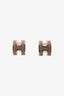 Hermes Taupe/Rose Gold-Tone Mini Pop H Earrings