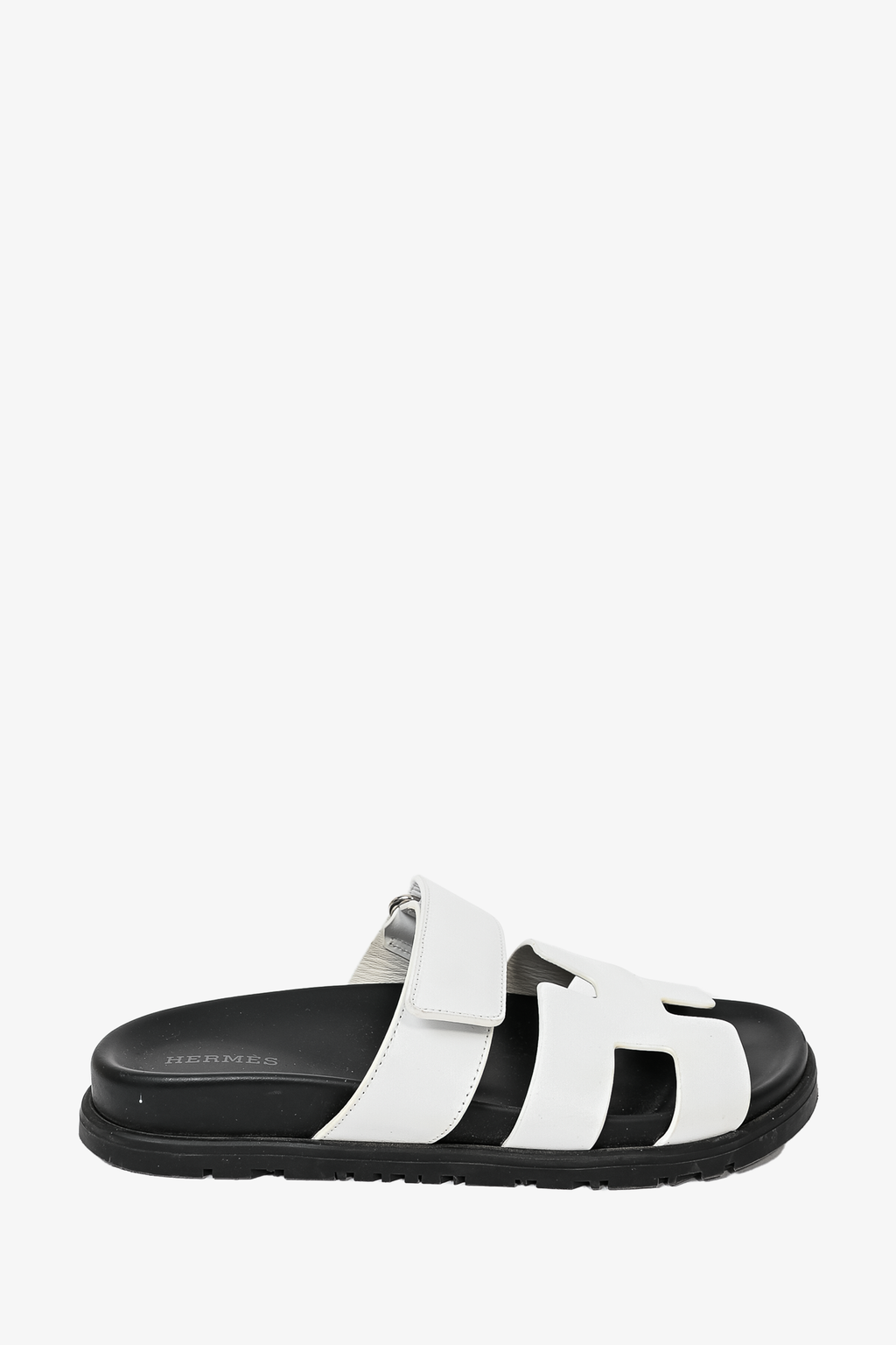 Hermes White/Black Leather Chypre Sandals Size 35 – Mine & Yours