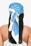 Hermes White/Blue Striped Silk 'Onde de Chic' 90cm Scarf