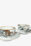 Hermes White Carnets d’Equateur Jungle Porcelain Teacup + Saucer Set x2