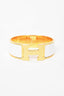 Hermes White/Gold Clic Clac Bracelet