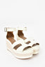 Hermes White Leather Espadrille Wedge Sandals sz 40