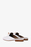 Hermes White Leather Flat 'Oz' Mules with Rose Gold Kelly Lock Size 38