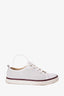 Hermès White Leather Perforated Lace-Up Sneaker Size 42