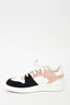 Hermes White Leather Pink/Black Suede Sneakers Size 38.5