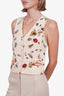 Hermes White Silk Bug Print Vest Size 40