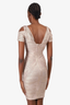 Herve Leger Beige Metallic Bandage Bodycon Mini Dress Size X-Small