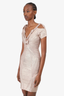 Herve Leger Beige Metallic Bandage Bodycon Mini Dress Size X-Small
