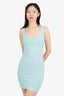 Herve Leger Blue Ribbed Bodycon Mini Dress Size XS