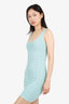 Herve Leger Blue Ribbed Bodycon Mini Dress Size XS