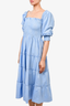 Hill House Blue Shimmer Cotton Ruched 'Nesli Nap' Midi Dress Size S