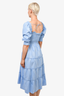 Hill House Blue Shimmer Cotton Ruched 'Nesli Nap' Midi Dress Size S